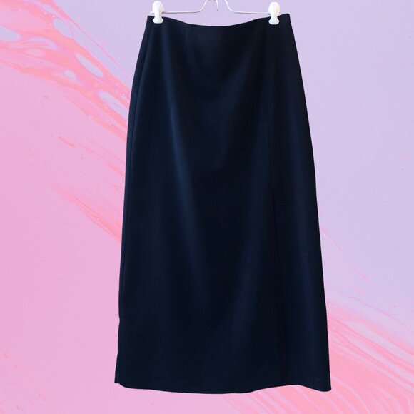 David Paul New York Vintage Long Straight Skirt Deep Slit Polyester Womens 12 - Picture 3 of 12